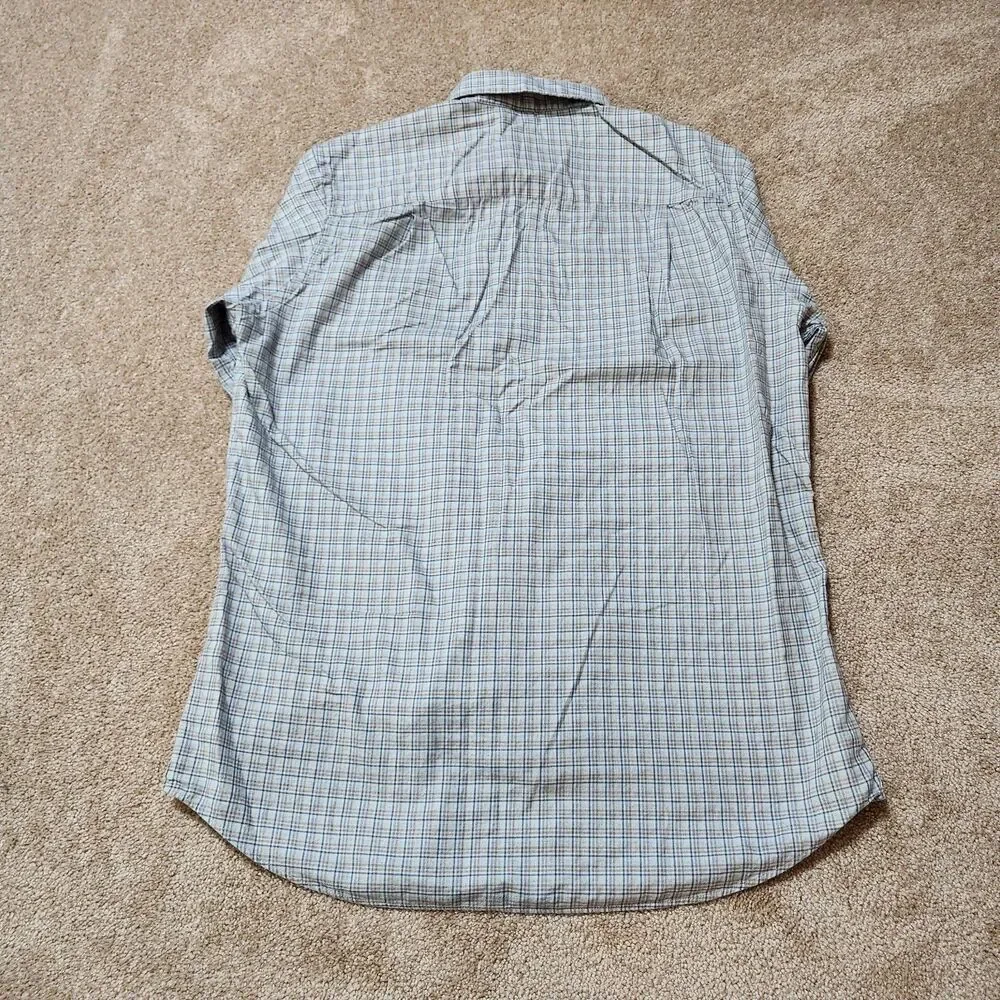David Donahue Button Up Shirt Men 16 M/L Gray Plaid Long Sleeve Fusion